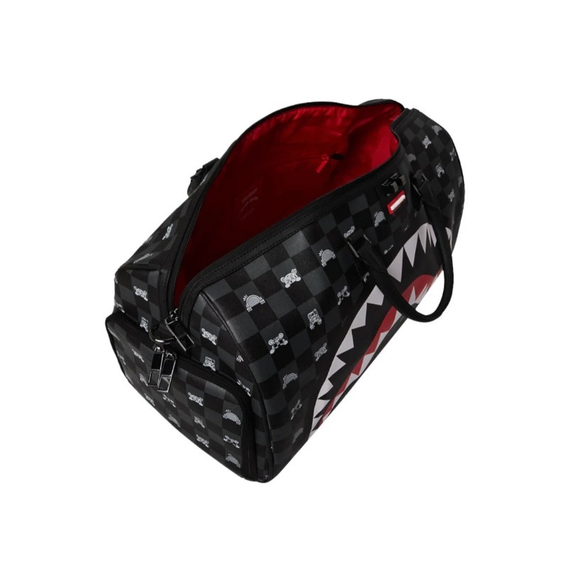 borsone-sprayground-567zpm-1.jpg Borsone Sprayground Gray Peeking Character Check Duffle Black - immagine 1