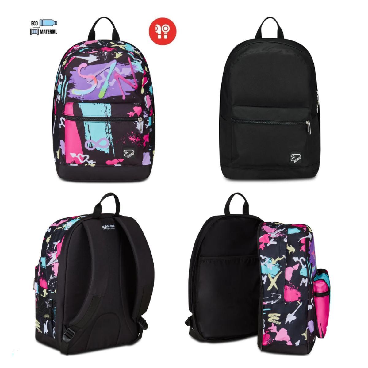 seven-zaino-144edl-1.jpg Zaino seven reversibile new con earphones wireless the double graffitiload girl - immagine 1