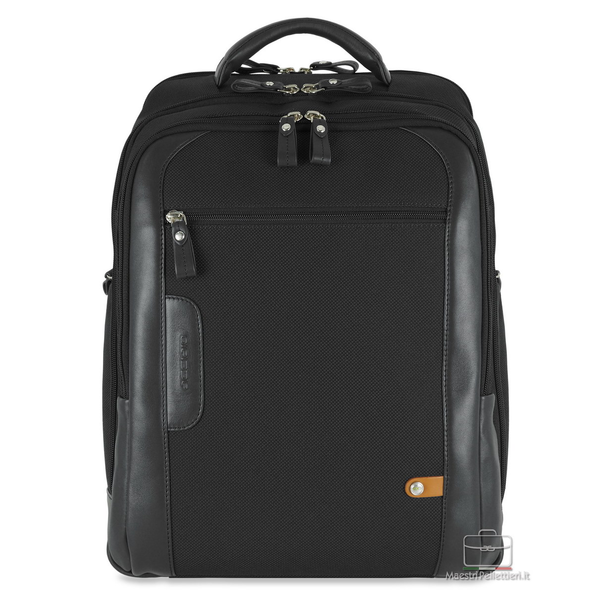 zaino-da-viaggio-aereo-012dwg-1.jpg Zaino cabin bag pc 15" Traveller tessuto e pelle Nero| Acciaio® - immagine 1