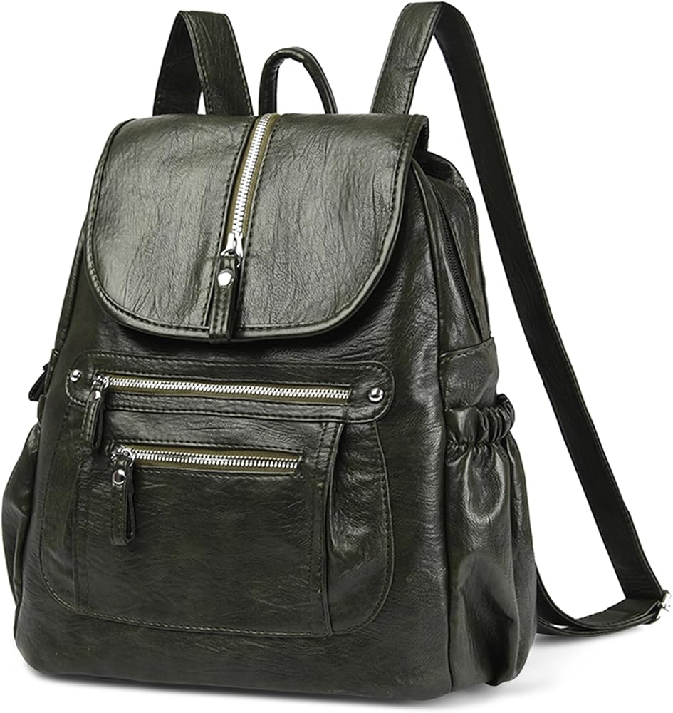 zaino-donna-elegante-266drh-1.jpg DEEVORCA Zaino Donna Elegante in Pelle PU Impermeabile – Zainetto Casual con Patta, Tasche Multiple, Spallacci Regolabili, Borsa Zaino per Lavoro, Viaggio, Scuola e Uso Quotidiano Verde : Amazon.it: Moda - immagine 1