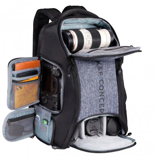 zaino-fotografico-177huh-1.jpg 25L Zaino Fotocamera Professionale Multifunzionale Zaino Fotografico Portatile Borsa Fotocamera Backpack Nature Wander 10(Grigio) - immagine 1