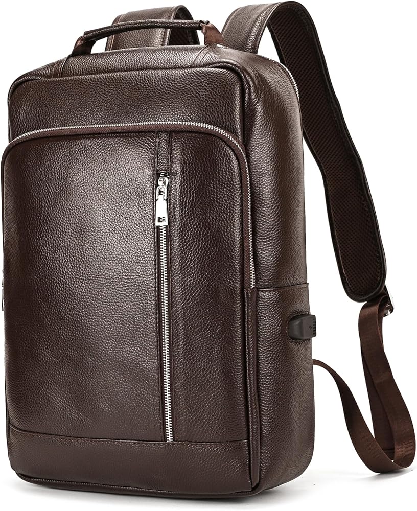 zaino-in-pelle-uomo-213yde-1.jpg Zaino Business Uomo Pelle Vintage Zaini per 15,6 pollici MacBook Laptop Daypack per Ufficio Zainetto Grande in Vera Pelle, Zaino per computer ... - immagine 1