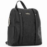 Globo E Commerce Calzature, Abbigliamento, Sport, Intimo, Accessori MISS GLOBO Zaino nero con tasche laterali e ciondolo con piastrina metallica e pennacchio a frange