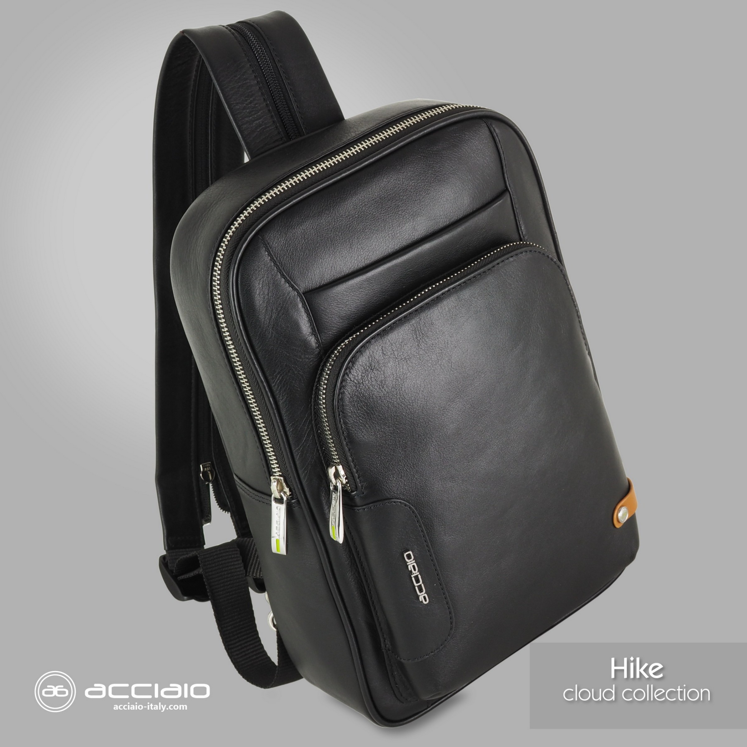 zaino-pelle-uomo-459bmh-1.jpg Monospalla uomo Zaino piccolo Hike pelle Marrone | Acciaio® - immagine 1