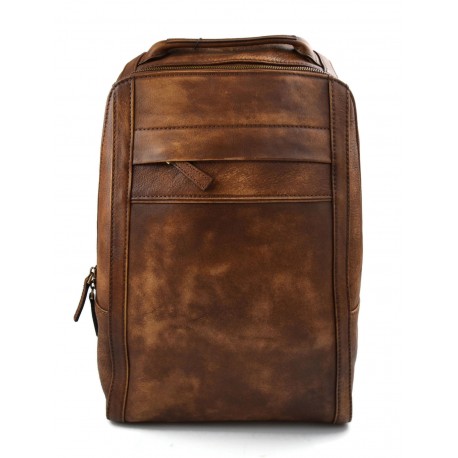 zaino-pelle-uomo-522wvc-1.jpg Zaino pelle vintage uomo donna zaino medio vera pelle zaino viaggio uomo borsa marrone pelle lavato - immagine 1