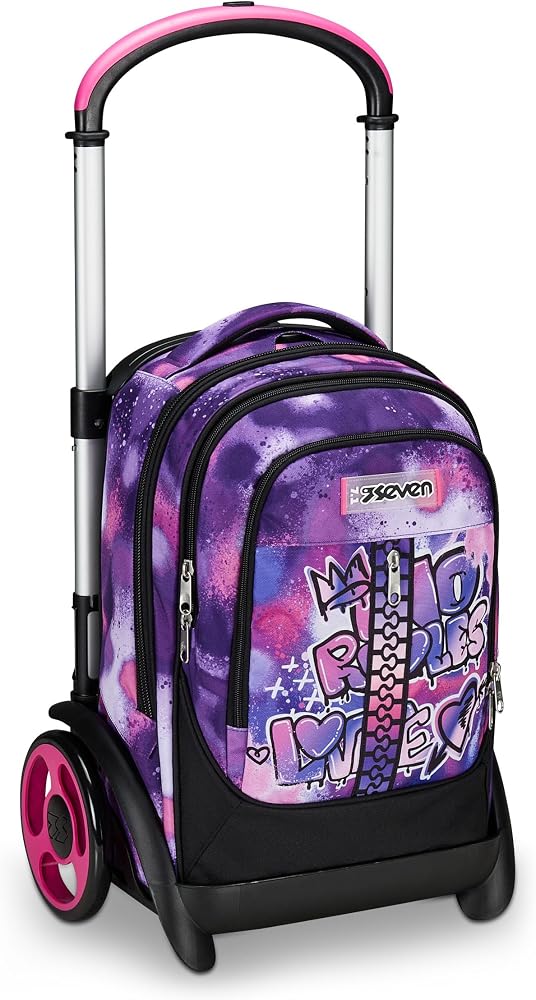 zaino-seven-trolley-152osb-1.jpg Seven Trolley Scuola Tyre Maxi Ruote, Viola Fucsia, Bubble Street, 3 in 1, Triplo Uso, Zaino Con Carrello Sganciabile e Crossover System, Zaino Scuola Viaggio, Bambina Ragazza : Amazon.it: Moda - immagine 1