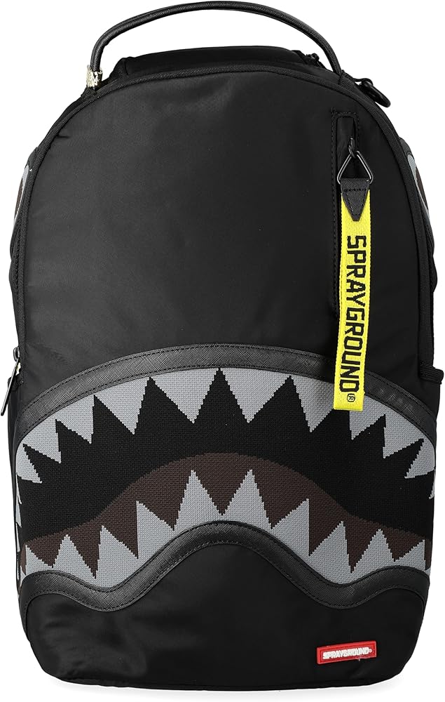 zaino-sprayground-403cpu-1.jpg SPRAYGROUND Zaino Shark Central Yellow Tape in tessuto tecnico nero : Amazon.it: Moda - immagine 1