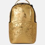 SPRAYGROUND Zaino SHARK CENTRAL golden age oro per uomo, donna e con finitura metallizzata UNI