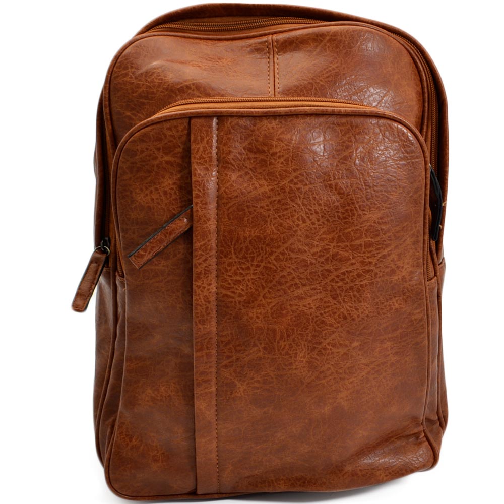 zaino-uomo-028brf-1.jpg Zaino cuoio casual con zip trasversale uomo borsa medio grande 15 pollici laptop portatile pu pelle zip capiente comodo uomo zaini Malu Shoes | ... - immagine 1