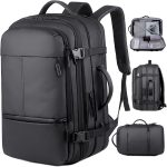 Mixroom Zaino da Viaggio Estendibile Impermeabile Porta PC Per Uomo Valigia Bagaglio a mano 25x30x49 cm Borsa Grande Custodia Porta Computer Portatile fino ai 16 pollici Con Ricarica USB Nero Z31 :