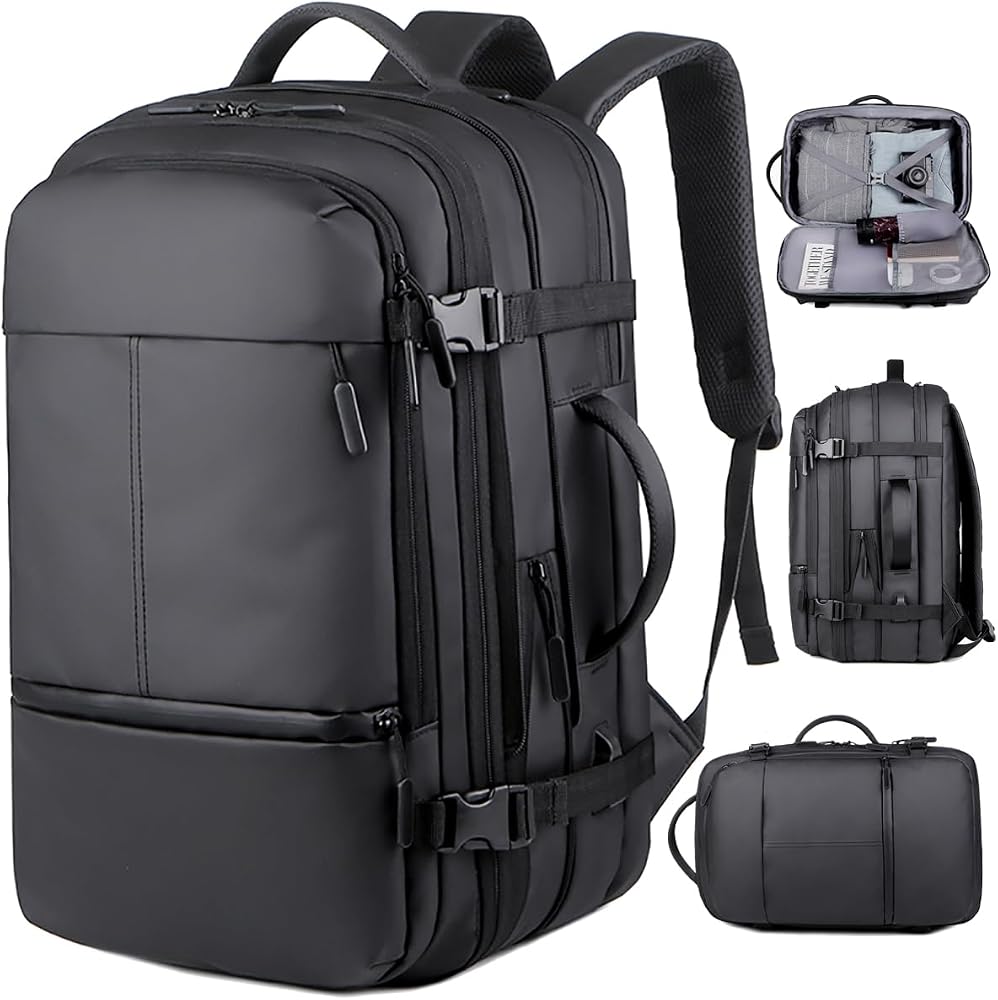 zaino-viaggio-641gvm-1.jpg Mixroom Zaino da Viaggio Estendibile Impermeabile Porta PC Per Uomo Valigia Bagaglio a mano 25x30x49 cm Borsa Grande Custodia Porta Computer Portatile fino ai 16 pollici Con Ricarica USB Nero Z31 : - immagine 1